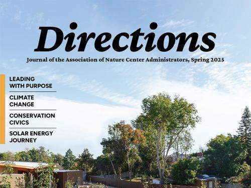 The "Directions" journal cover, featuring a photo of blue sky with light clouds, set against a treeline. The "Directions" journal cover, featuring a photo of blue sky with light clouds, set against a treeline.